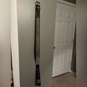 Hot Topic Black Three Row Pyramid Stud Belt - Unisex Emo Goth Punk Accessory